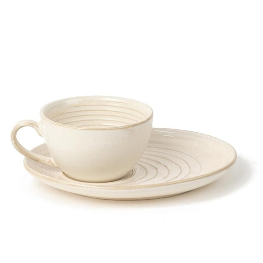 Cup & Saucer - White Ripple